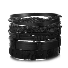 Load image into Gallery viewer, IFMIA Vintage Leather Bracelet Fashion Hand-knitted Multi-layer Leather Feather Leaf Bracelet and Fashion Men's Bracelet Gift