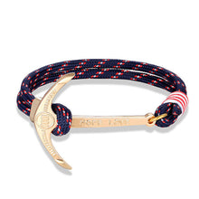 Load image into Gallery viewer, High quality fashion black anchor bracelet men's charm survival rope chain leather friendship bracelet men and women jewelry