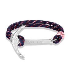 Load image into Gallery viewer, High quality fashion black anchor bracelet men's charm survival rope chain leather friendship bracelet men and women jewelry