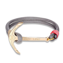 Load image into Gallery viewer, High quality fashion black anchor bracelet men's charm survival rope chain leather friendship bracelet men and women jewelry