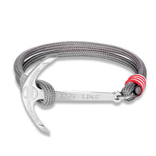 Load image into Gallery viewer, High quality fashion black anchor bracelet men's charm survival rope chain leather friendship bracelet men and women jewelry